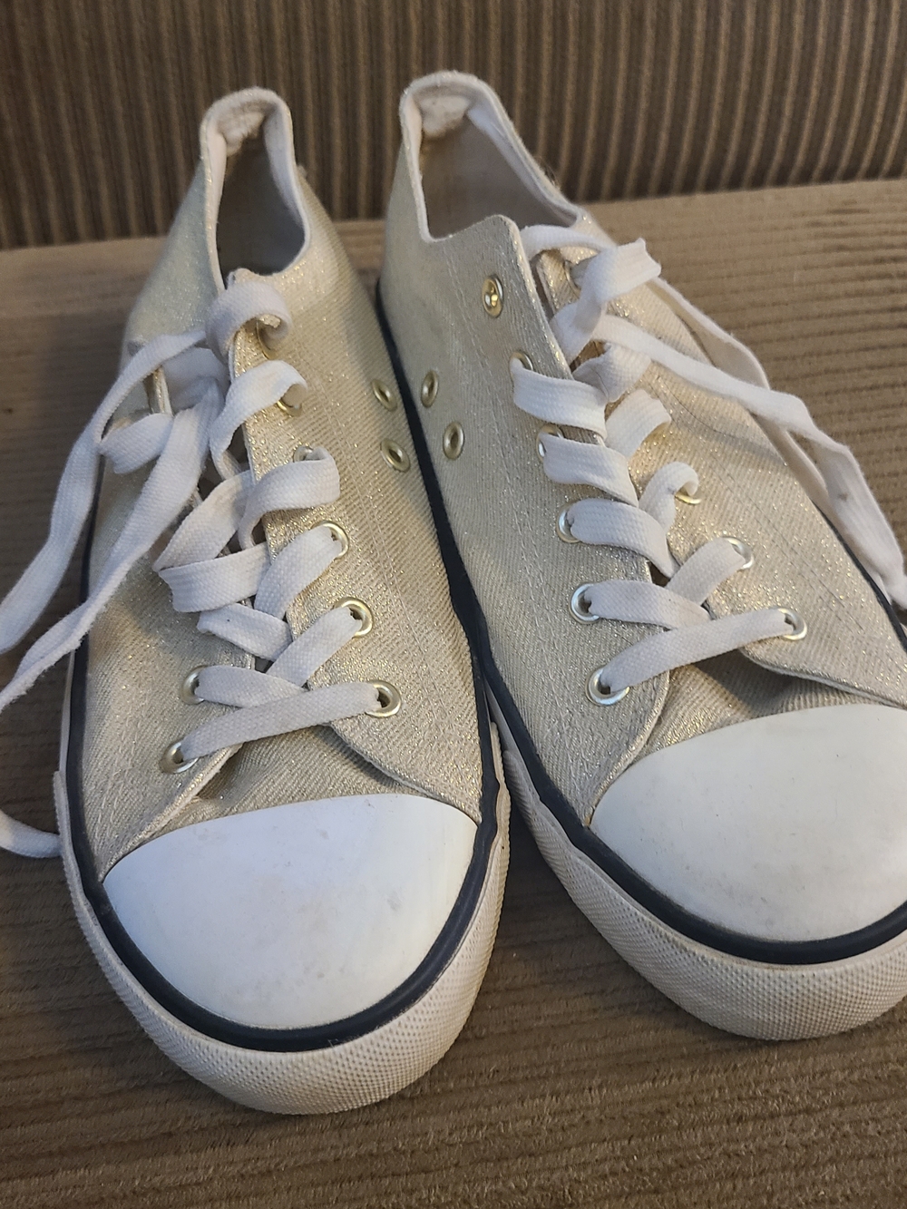 Metallic Gold Low-Top Canvas Sneakers